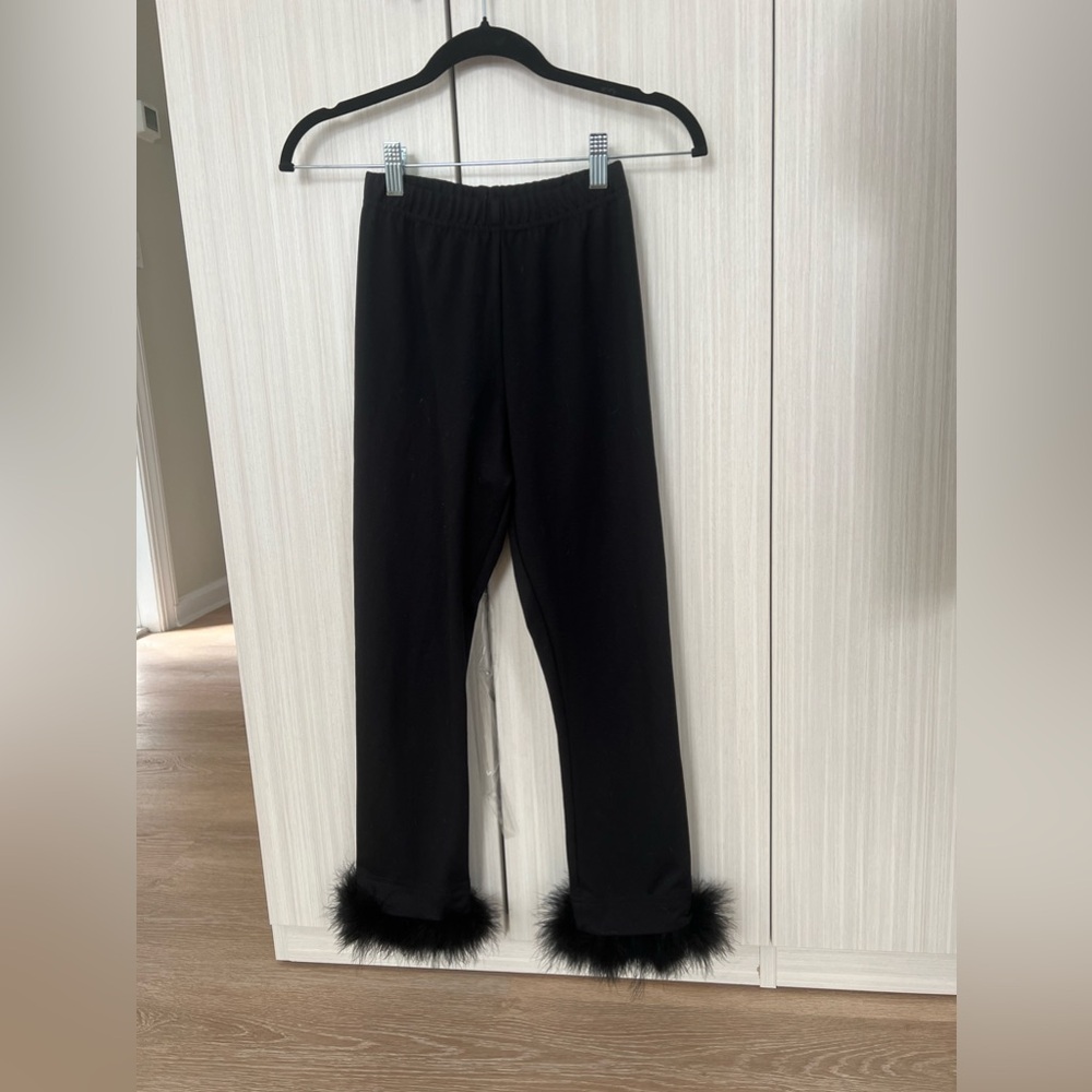 Sleeper Cropped Legging with Feather Trim